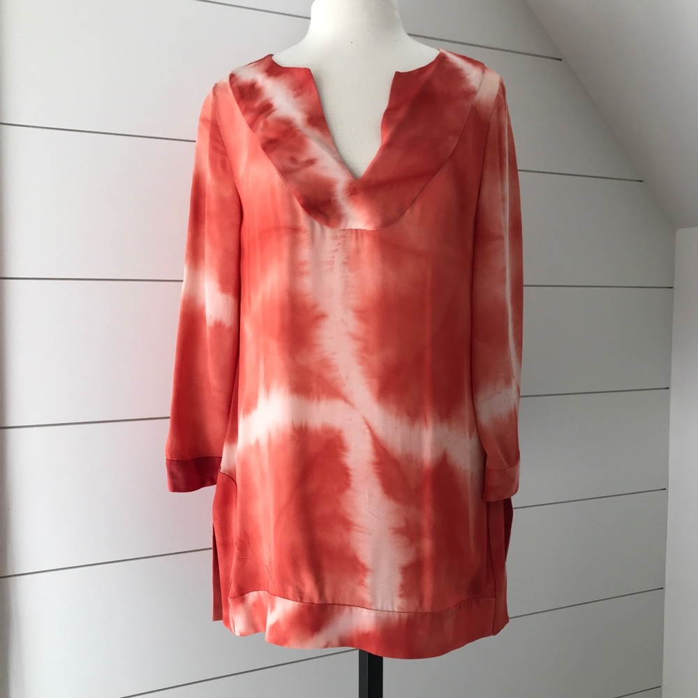 Silk Tie dye tunic orange white Calypso St…